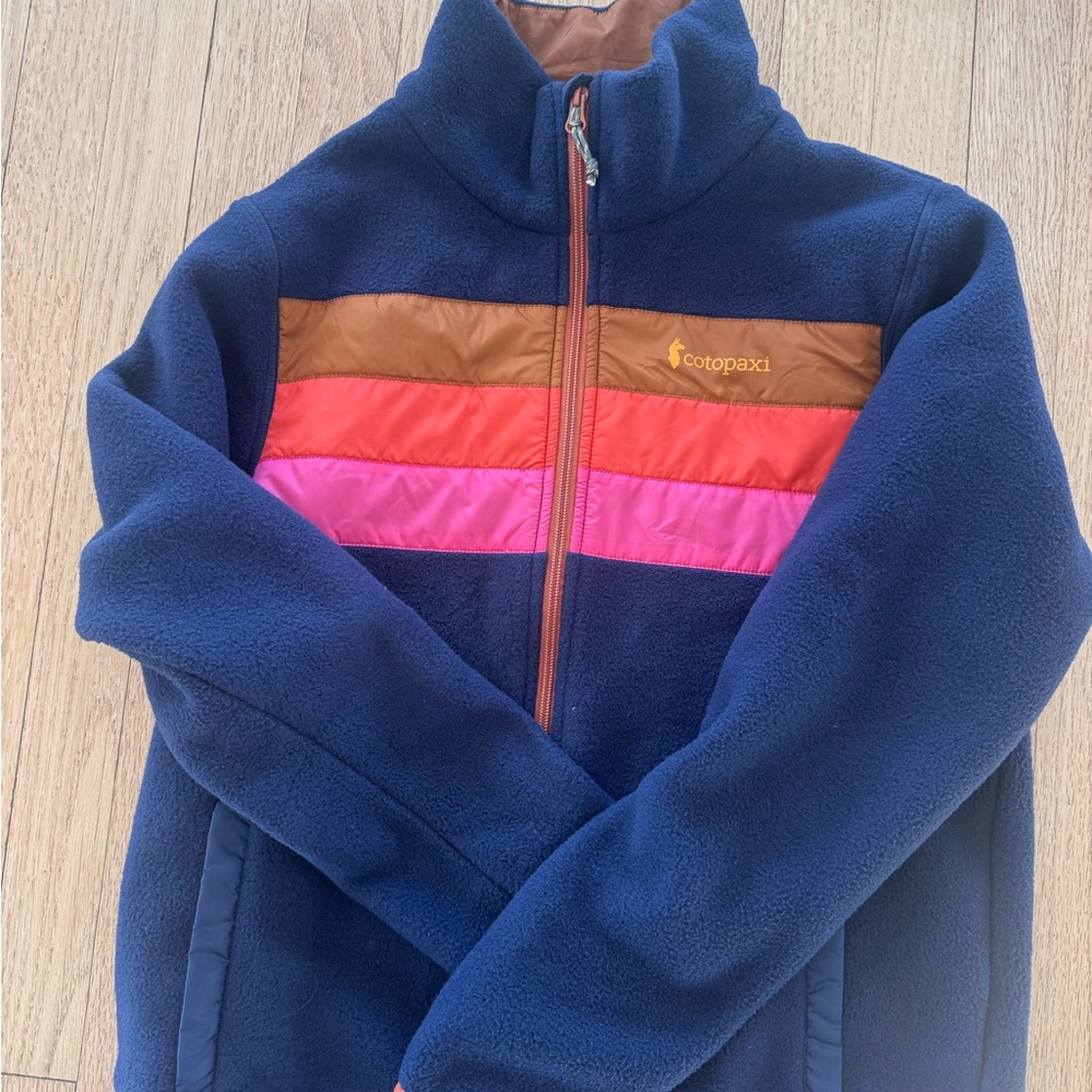 Cotopaxi Fleece Jacket - Navy, Pink, and Brown